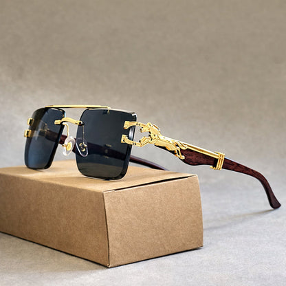 Orvion Rimless Sunglasses with Decorative Metal Arms