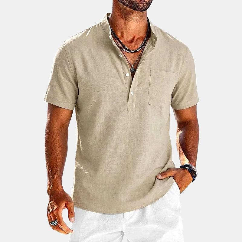 Trevor - Men's Short Sleeve Henley Shirt with Chest Pocket