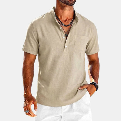 Trevor - Men's Short Sleeve Henley Shirt with Chest Pocket