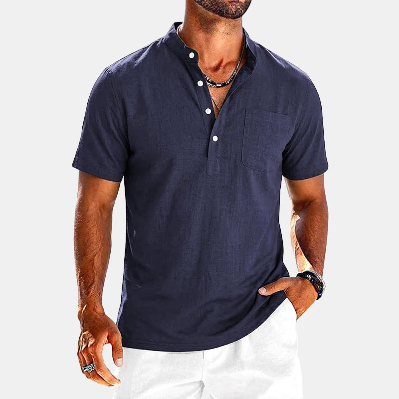 Trevor - Men's Short Sleeve Henley Shirt with Chest Pocket