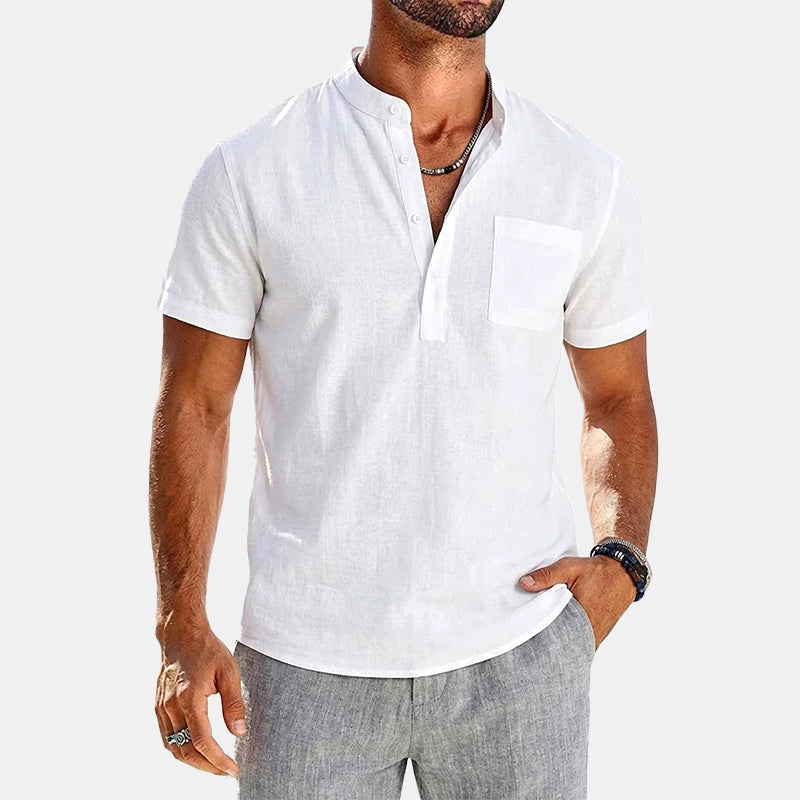 Trevor - Men's Short Sleeve Henley Shirt with Chest Pocket