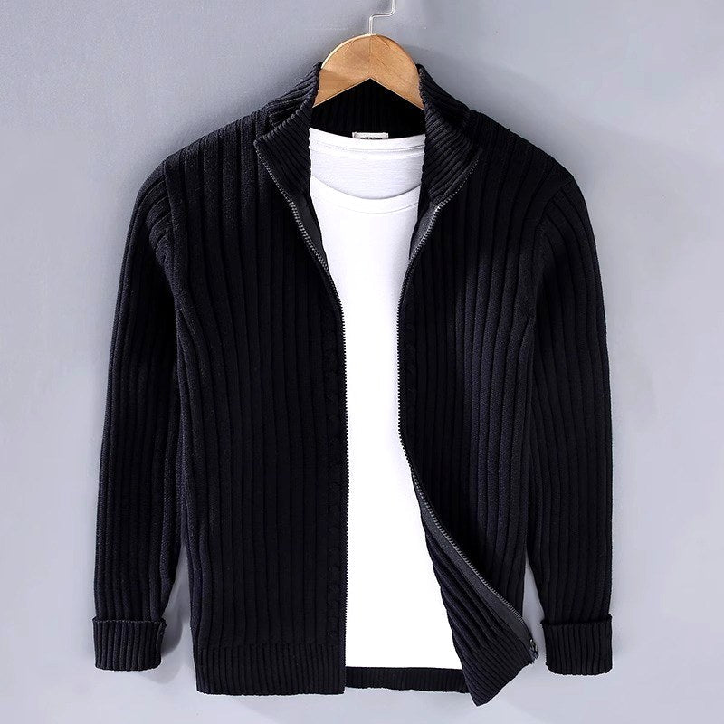 Aaron - Men's Ribbed Full-Zip Cardigan