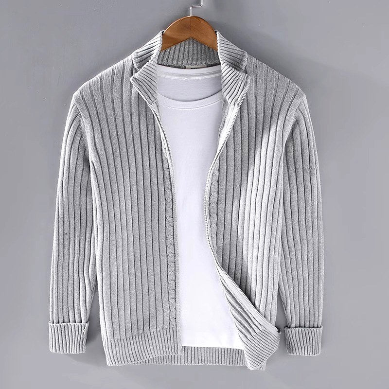 Aaron - Men's Ribbed Full-Zip Cardigan