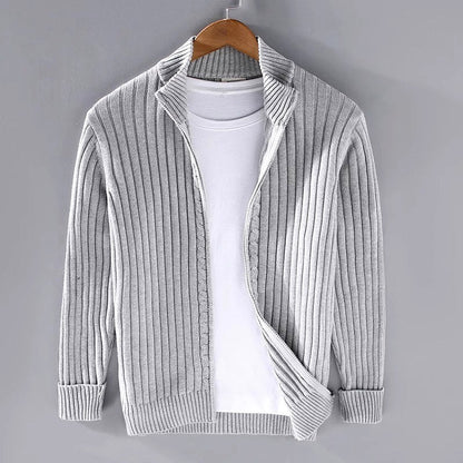 Aaron - Men's Ribbed Full-Zip Cardigan