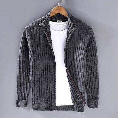 Aaron - Men's Ribbed Full-Zip Cardigan