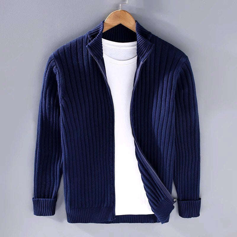 Aaron - Men's Ribbed Full-Zip Cardigan