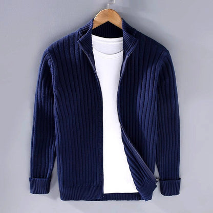 Aaron - Men's Ribbed Full-Zip Cardigan