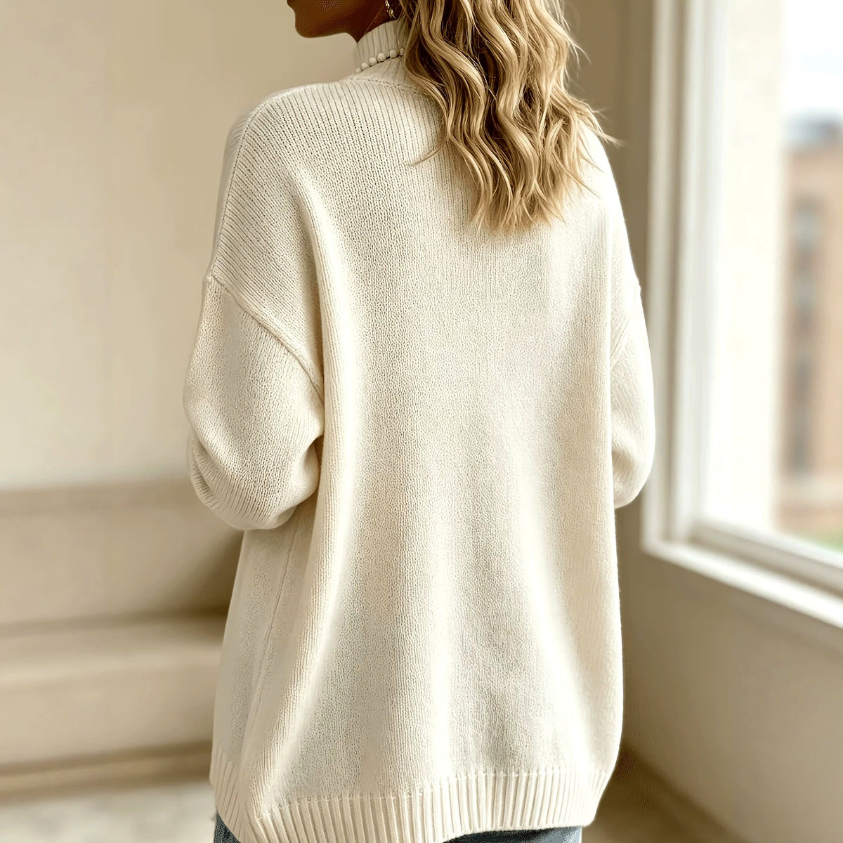 Adelle - Women's High Neck Asymmetric Loose Sweater 5