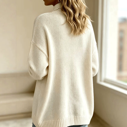 Adelle - Women's High Neck Asymmetric Loose Sweater 5