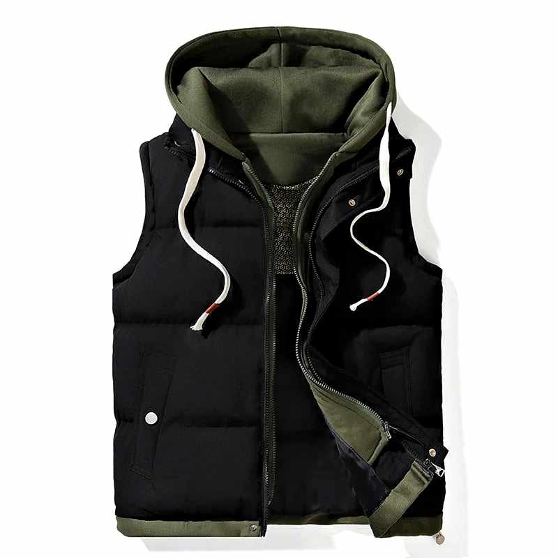 Aiven - Men's Quilted Puffer Vest with Drawstring Hood