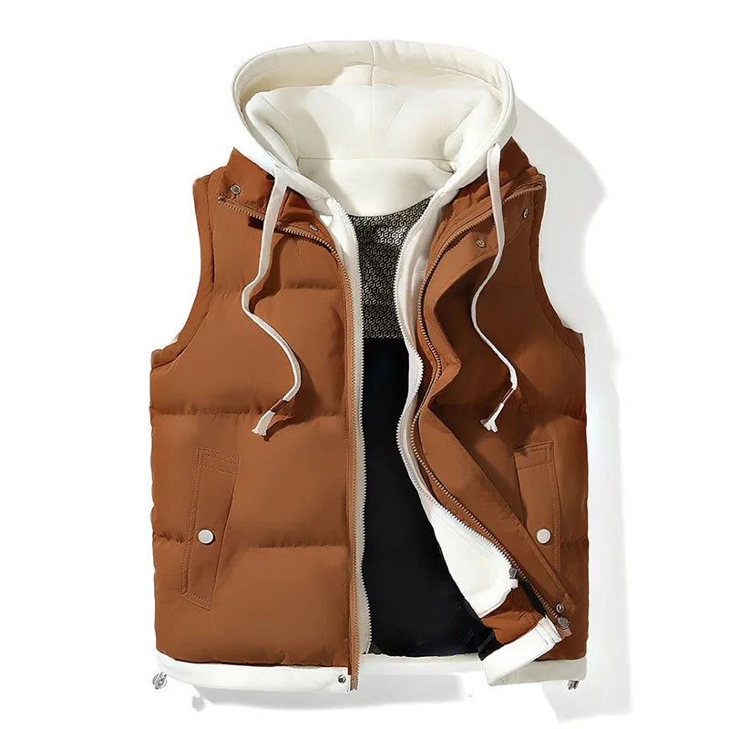 Aiven - Men's Quilted Puffer Vest with Drawstring Hood