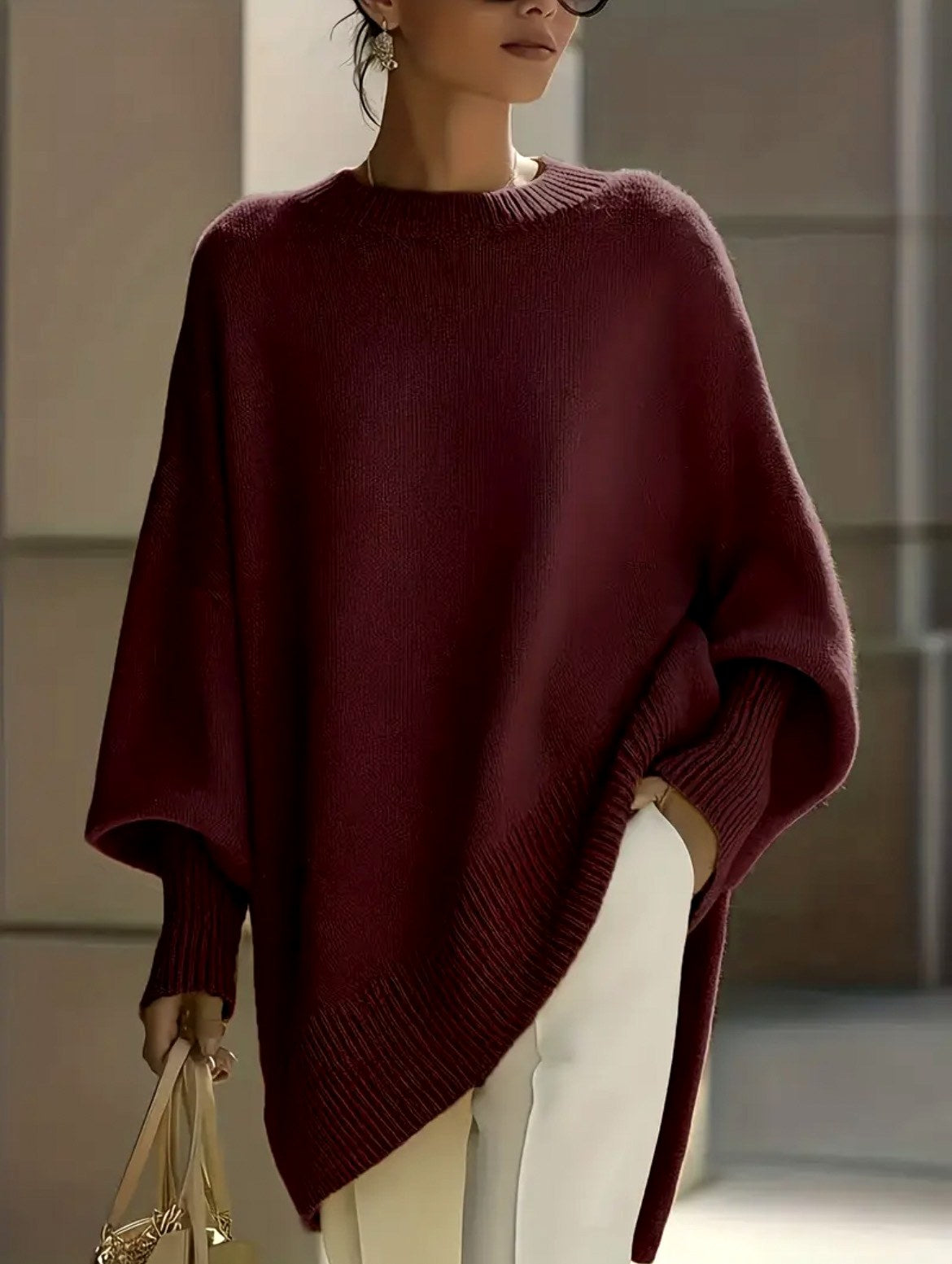 Alexandra - Women's Round Neck Batwing Sweater 6