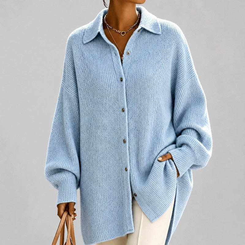 Annette - Women's Ribbed Button-Front Oversized Cardigan 1
