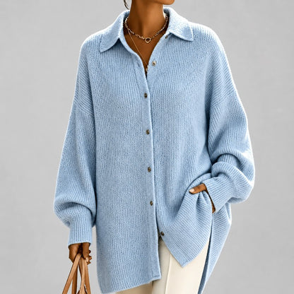Annette - Women's Ribbed Button-Front Oversized Cardigan 1