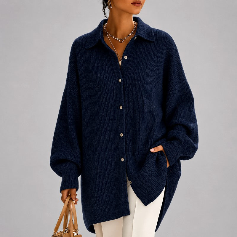 Annette - Women's Ribbed Button-Front Oversized Cardigan 3