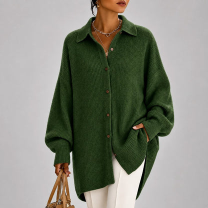 Annette - Women's Ribbed Button-Front Oversized Cardigan 4
