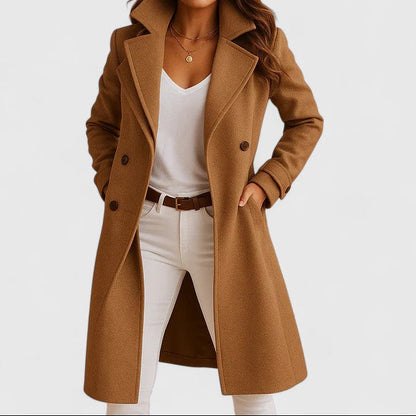 Arisbeth - Women's Wool Blend Tailored Coat with Notch Lapels