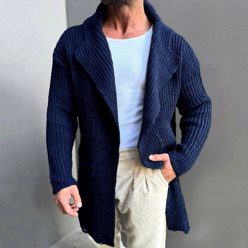 Arjo - Men's Ribbed Shawl-Collar Longline Cardigan