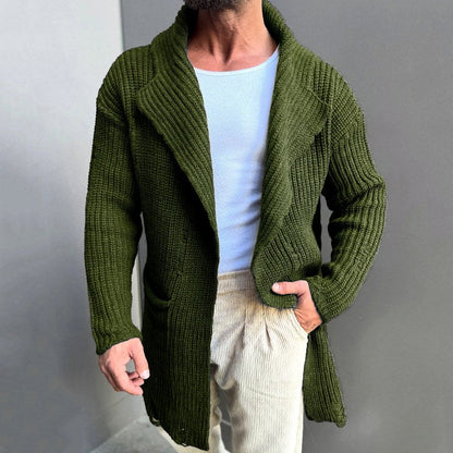 Arjo - Men's Ribbed Shawl-Collar Longline Cardigan