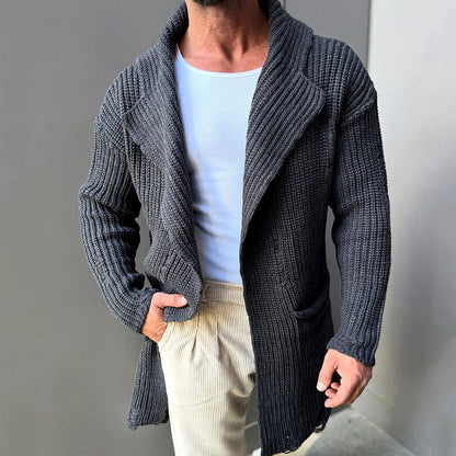 Arjo - Men's Ribbed Shawl-Collar Longline Cardigan