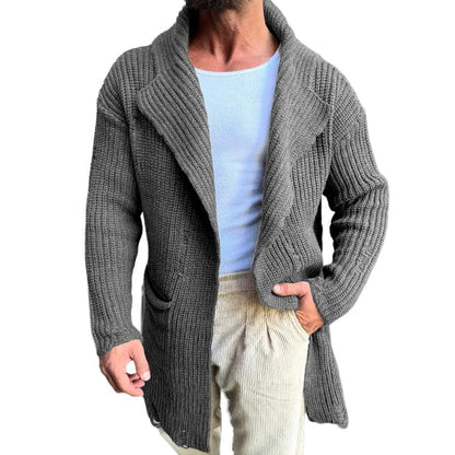 Arjo - Men's Ribbed Shawl-Collar Longline Cardigan