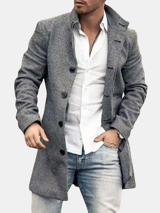 Brayan - Men's Wool-Blend Longline Overcoat