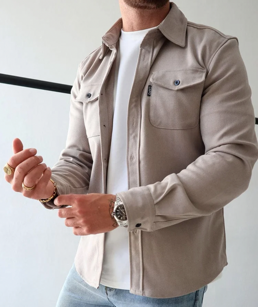 Bridger - Men's Button-Front Shirt Jacket with Chest Pockets