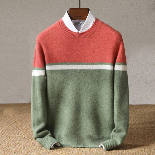 Brixton - Men's Colorblock Crew Neck Sweater with Stripe Detail