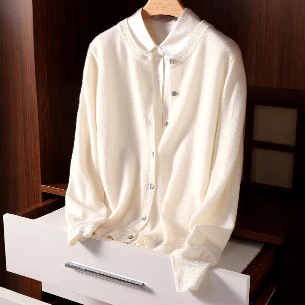 Chelsie - Women's Cashmere Round Neck Knit Cardigan 2