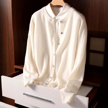 Chelsie - Women's Cashmere Round Neck Knit Cardigan 2