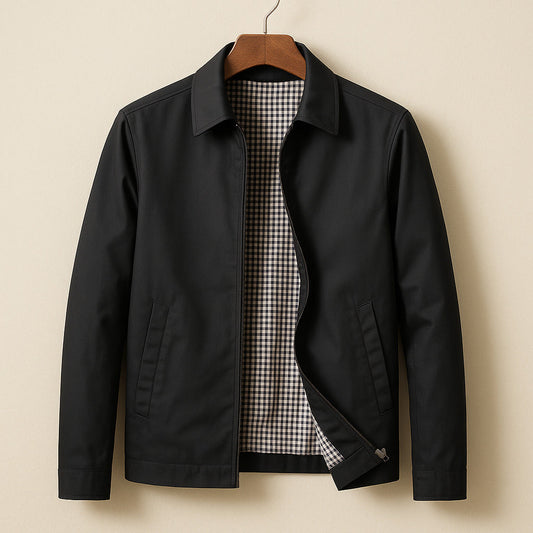 Corbett - Men's Collared Zip Jacket with Checkered Lining