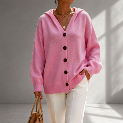 Eugenia - Women's Button-Front Hooded Cardigan 1