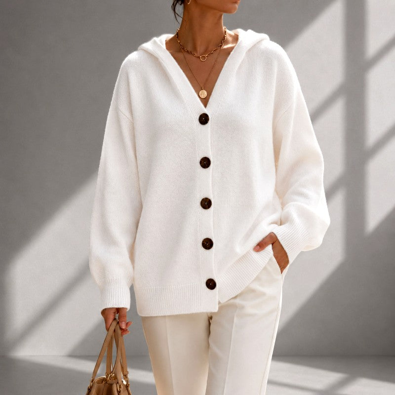 Eugenia - Women's Button-Front Hooded Cardigan 2