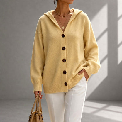 Eugenia - Women's Button-Front Hooded Cardigan 3
