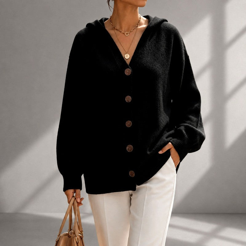 Eugenia - Women's Button-Front Hooded Cardigan 4