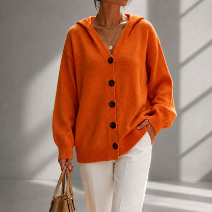 Eugenia - Women's Button-Front Hooded Cardigan 5