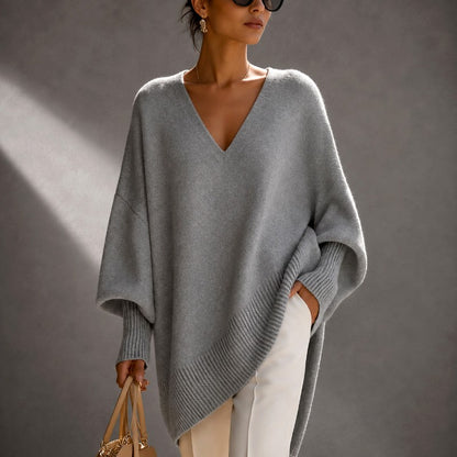 Jewel - Women's V-Neck Batwing Loose Sweater 4