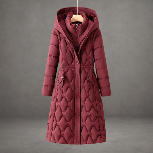 Joyce - Women's Quilted Hooded Longline Puffer Coat