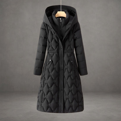 Joyce - Women's Quilted Hooded Longline Puffer Coat
