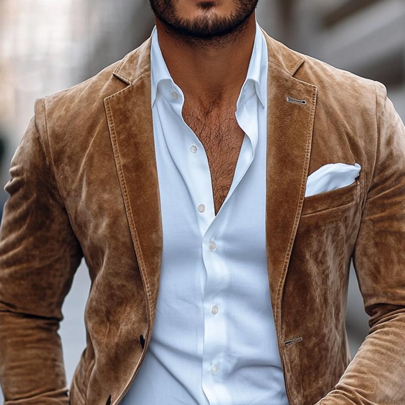 Karlo - Men's Suede Blazer with Notched Lapels