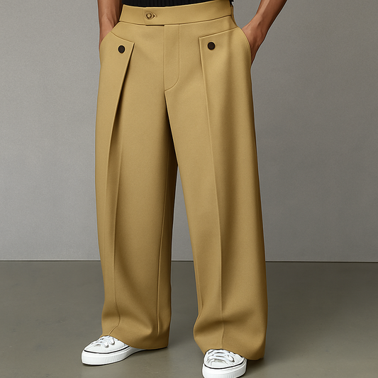 Lennox - Men's Pleated Wide-Leg Trousers