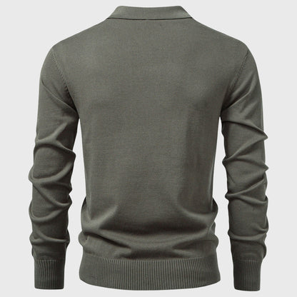 Lucio - Men's Textured Cable-Knit Half-Zip Polo
