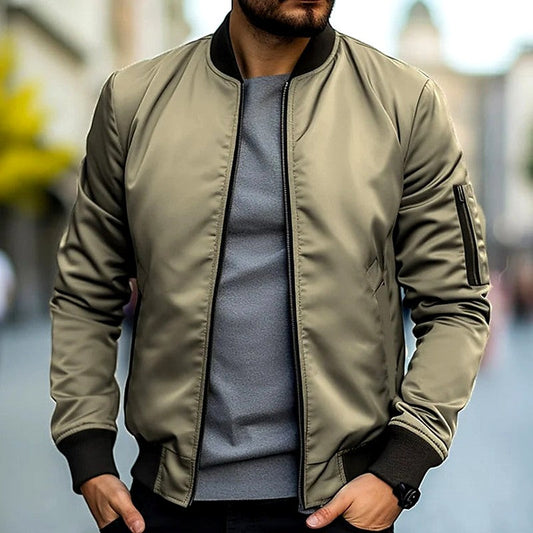Ryland - Men's Zip-Front Bomber Jacket with Ribbed Trim