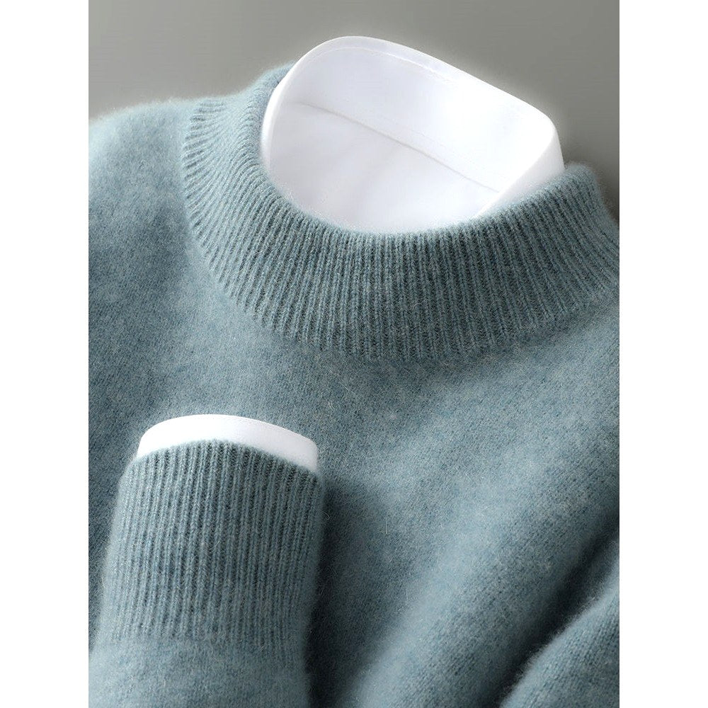 Trevor - Men's Mock Neck Pullover Sweater with Ribbed Cuffs