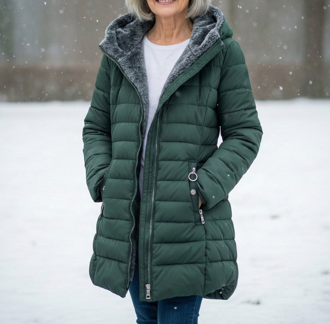 Zamarah - Women's Quilted Puffer Coat with Fleece-Lined Hood