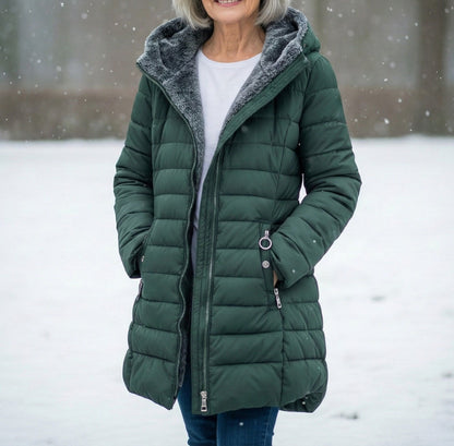 Zamarah - Women's Quilted Puffer Coat with Fleece-Lined Hood