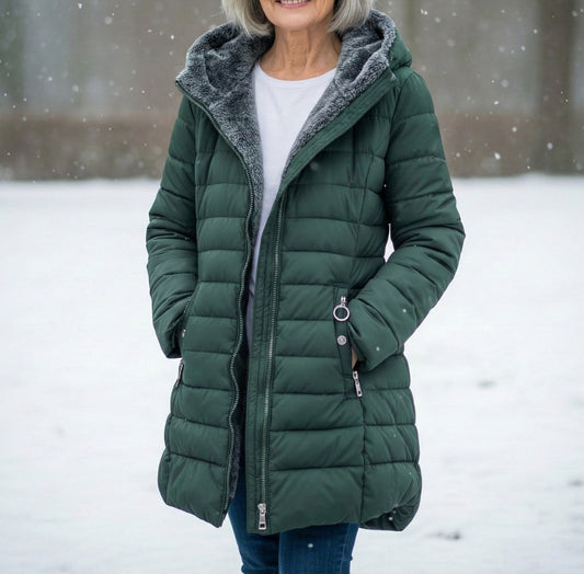 Zamarah - Women's Quilted Puffer Coat with Fleece-Lined Hood
