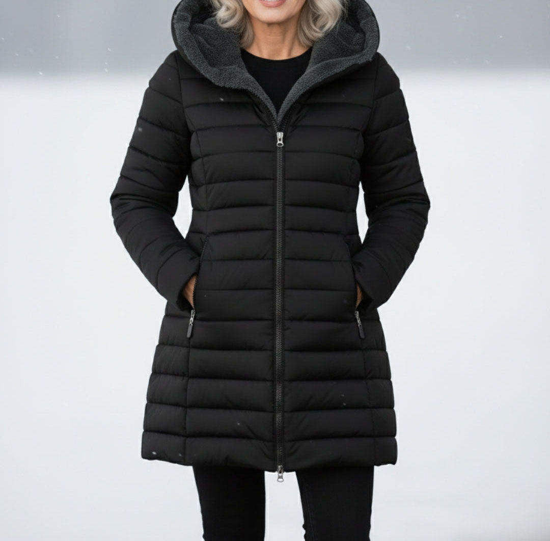 Zamarah - Women's Quilted Puffer Coat with Fleece-Lined Hood