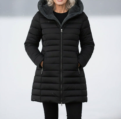 Zamarah - Women's Quilted Puffer Coat with Fleece-Lined Hood
