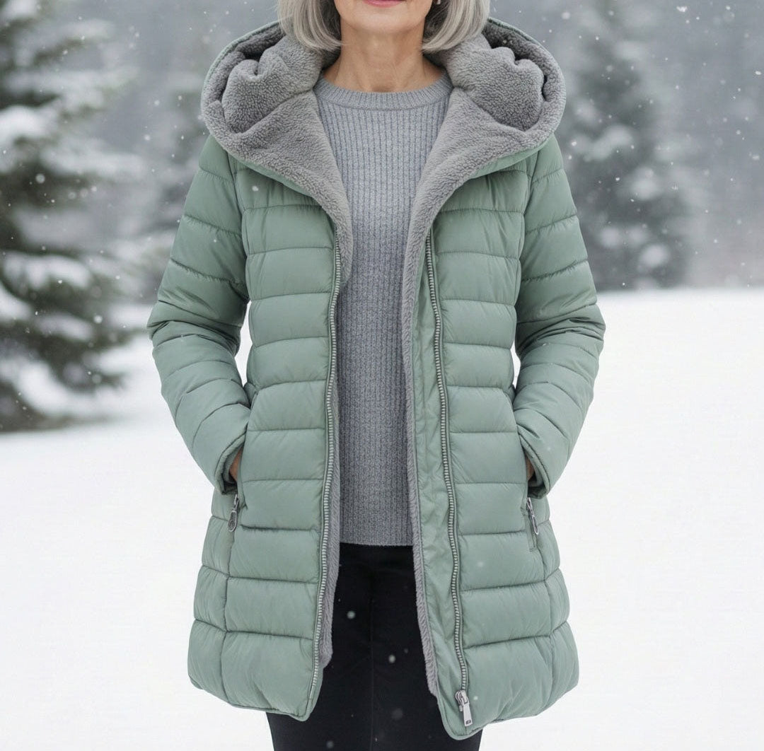 Zamarah - Women's Quilted Puffer Coat with Fleece-Lined Hood